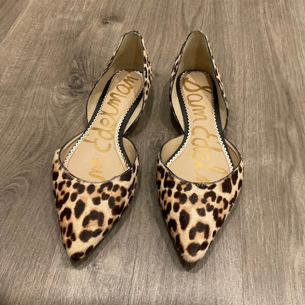 Sam Edelman animal print fur pointed flats